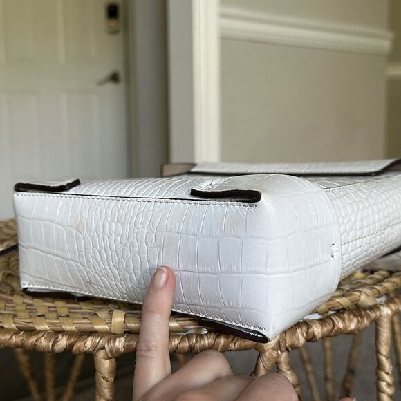 Manu Atelier White Croc Embossed Leather Bag Crossbody Or Shoulder Crocodile - Picture 15 of 16